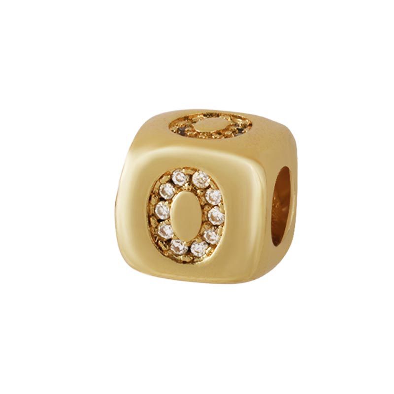 Copper-plated micro-inlaid zircon three-dimensional digital partition beads square perforated beads diy jewelry bracelet necklace dice accessories Item Picture