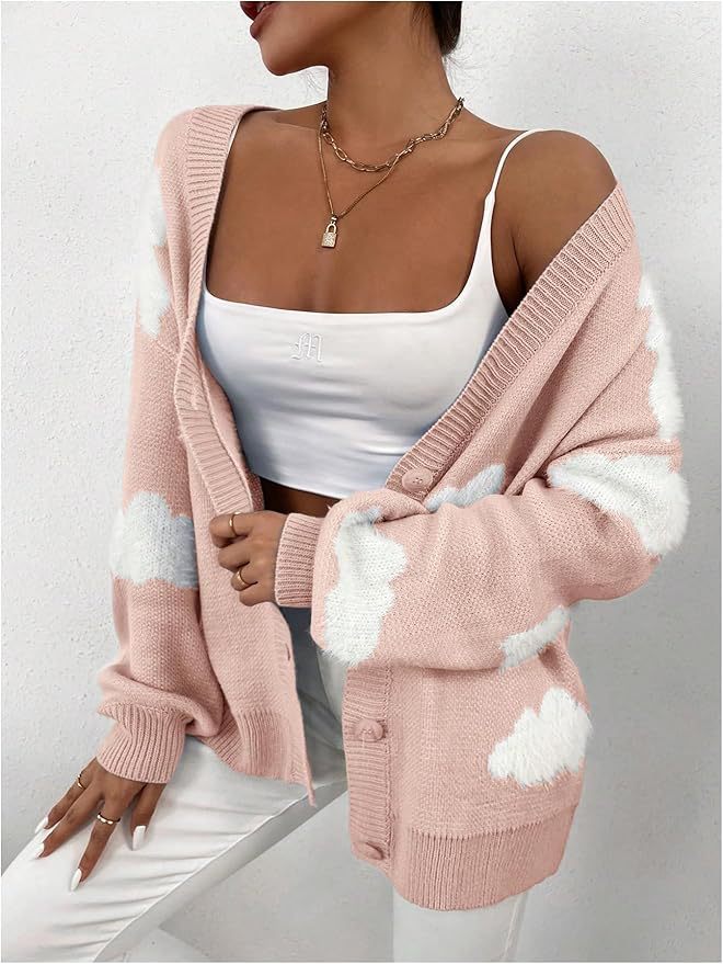 2024 Women's button-down V-neck long-sleeved front cardigan sweater Application Scenario