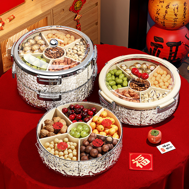 New Year's fruit plate with high appearance level 2025 new multi-layered compartments living room coffee table, household fruit, snack and dried fruit storage box