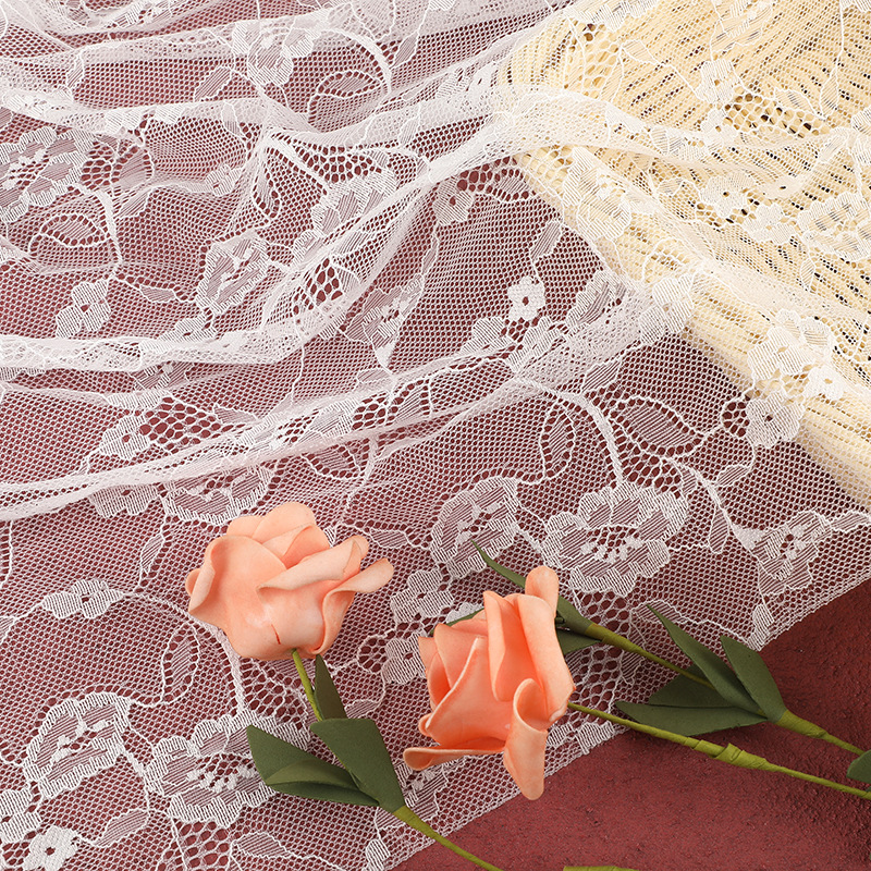 Stretch lace fabric, morning glory fashion lace fabric dress, wedding dress, hollowed-out lace mesh fabric details Picture