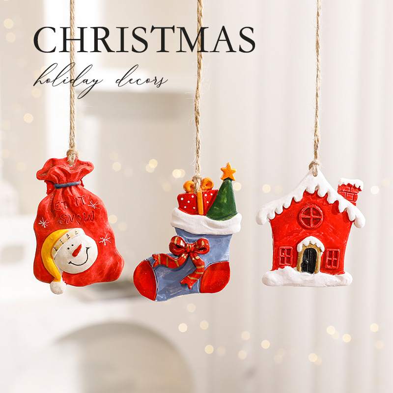DIY snowman and reindeer Christmas resin pendant decorations, Christmas tree hanging decorations, scene decoration and arrangement details Picture