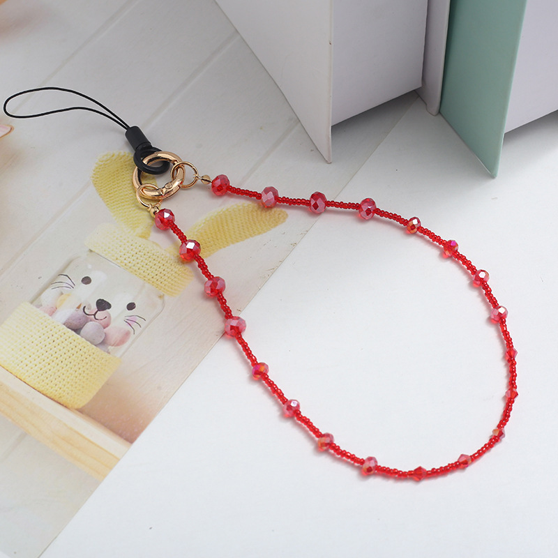 Wholesale of new fashionable beaded crystal rice beads for mobile phone chains, phone cases, alloy buckles, lanyards, pendants and anti-loss wrist straps Specification image