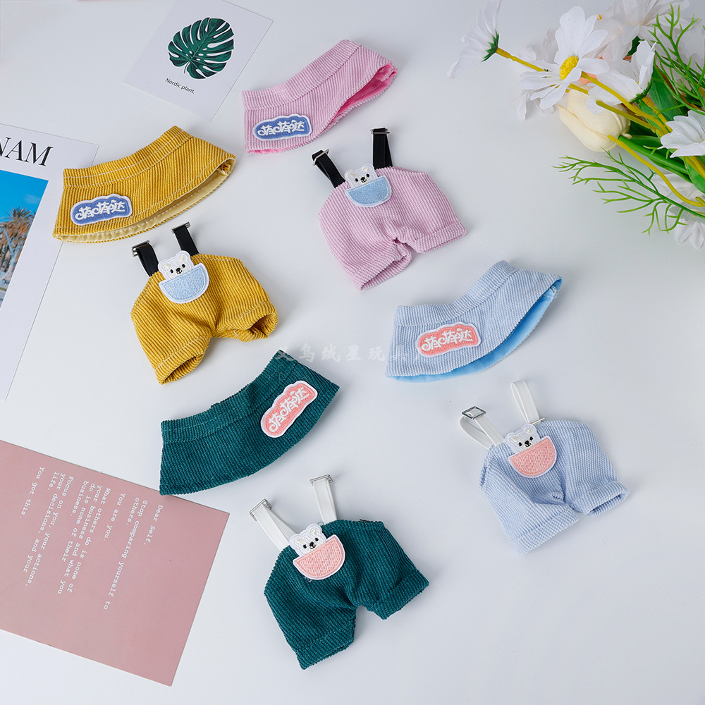 New labub baby clothes, cute hat, cartoon overalls, two-piece set, Mengqiqi KT cat doll for replacement