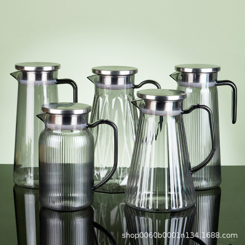 pc cold water bottle, acrylic teapot, restaurant special, restaurant decoration pot, large capacity transparent juice pot, striped pot, commercial Specification image