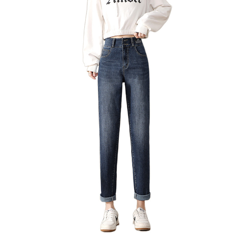 牛仔裤/带钻牛仔裤/牛仔裤阔腿/牛仔短裤女/阔腿裤白底实物图