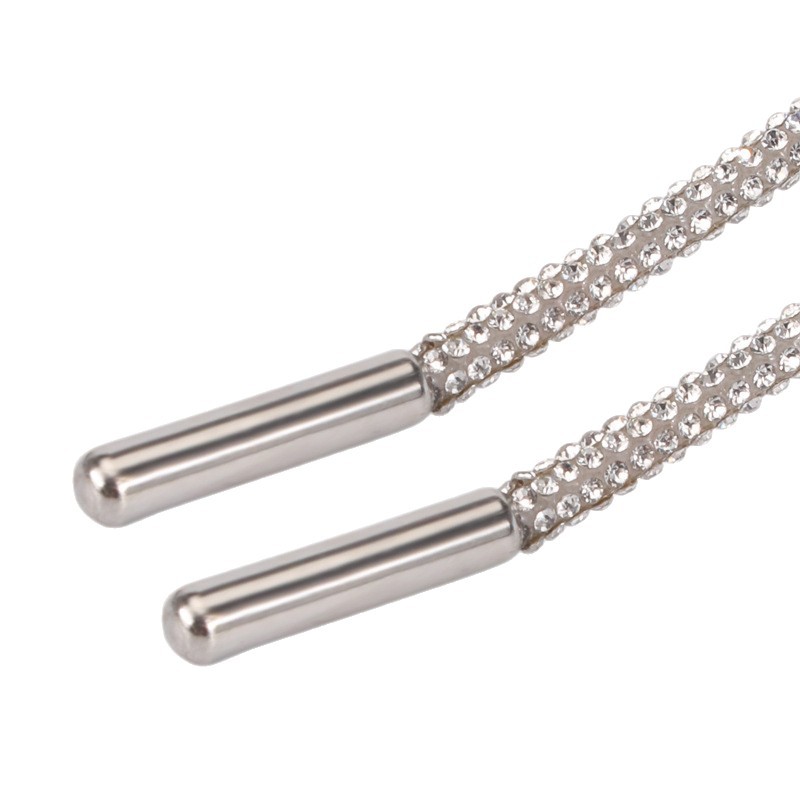 Cross-border diamond rope, round tube waist rope, sweatshirt rope, shoe accessories, full diamond silver decorative accessories, diy full diamond shoelace rope Item Picture