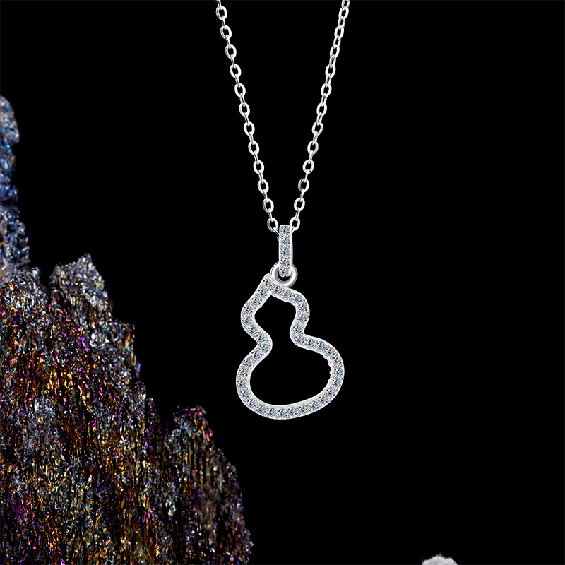 新款高级感轻奢项链女国潮镶钻镂空福禄葫芦吊坠S925纯银锁骨链产品图