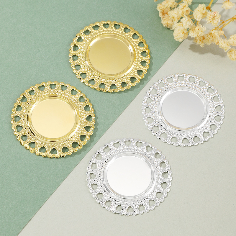 爱心花边35mm圆形镜片底托铁复古表演服装辅料diy饰品配件批发