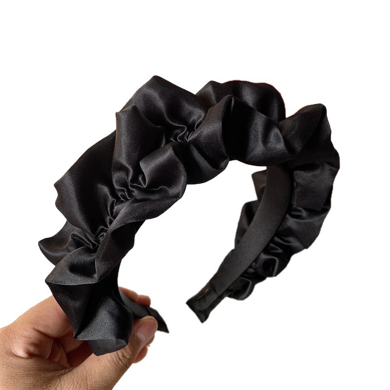 The 2025 new style of Bai Lu's height-increasing cranial top pleated hairband for women's spring and summer, a small facial cleansing headband that makes the face look better Item Picture