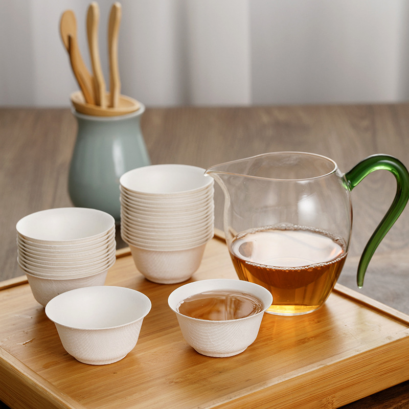 一次性功夫茶杯品茗杯小号品茶杯高档环保杯子食品级水杯甘蔗纤维细节图