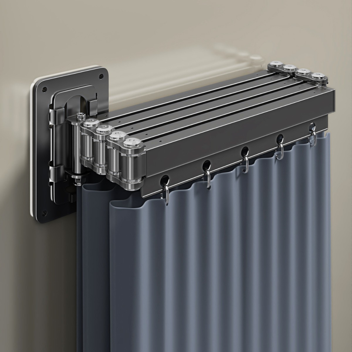 折叠浴帘 浴室洗澡遮挡防水布 高档隐形强粘卫生间干湿分离隔断