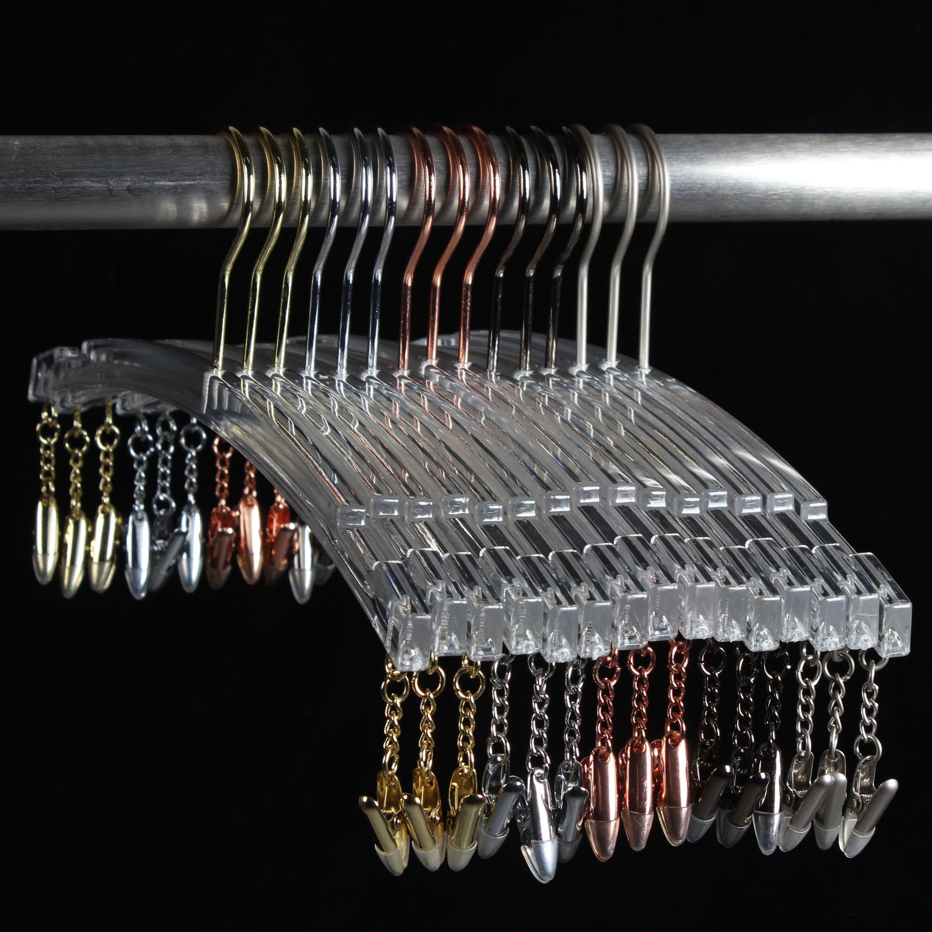 仿亚克力透明水晶内衣架高端无痕轻奢精品内衣店塑料文胸内裤夹细节图