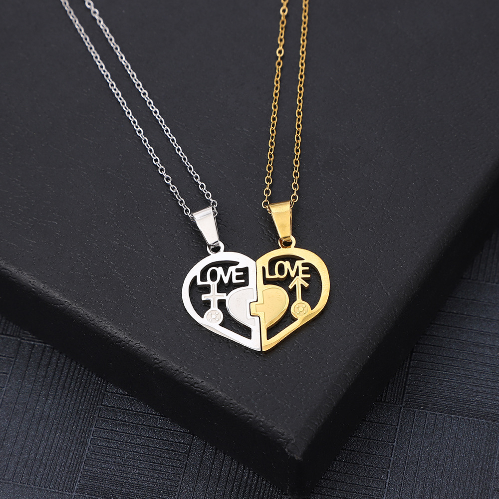 Cross-border 18K gold electroplated stainless steel hollowed-out pendant, fashionable men's and women's sweater chain, titanium steel can be spliced for couple necklaces