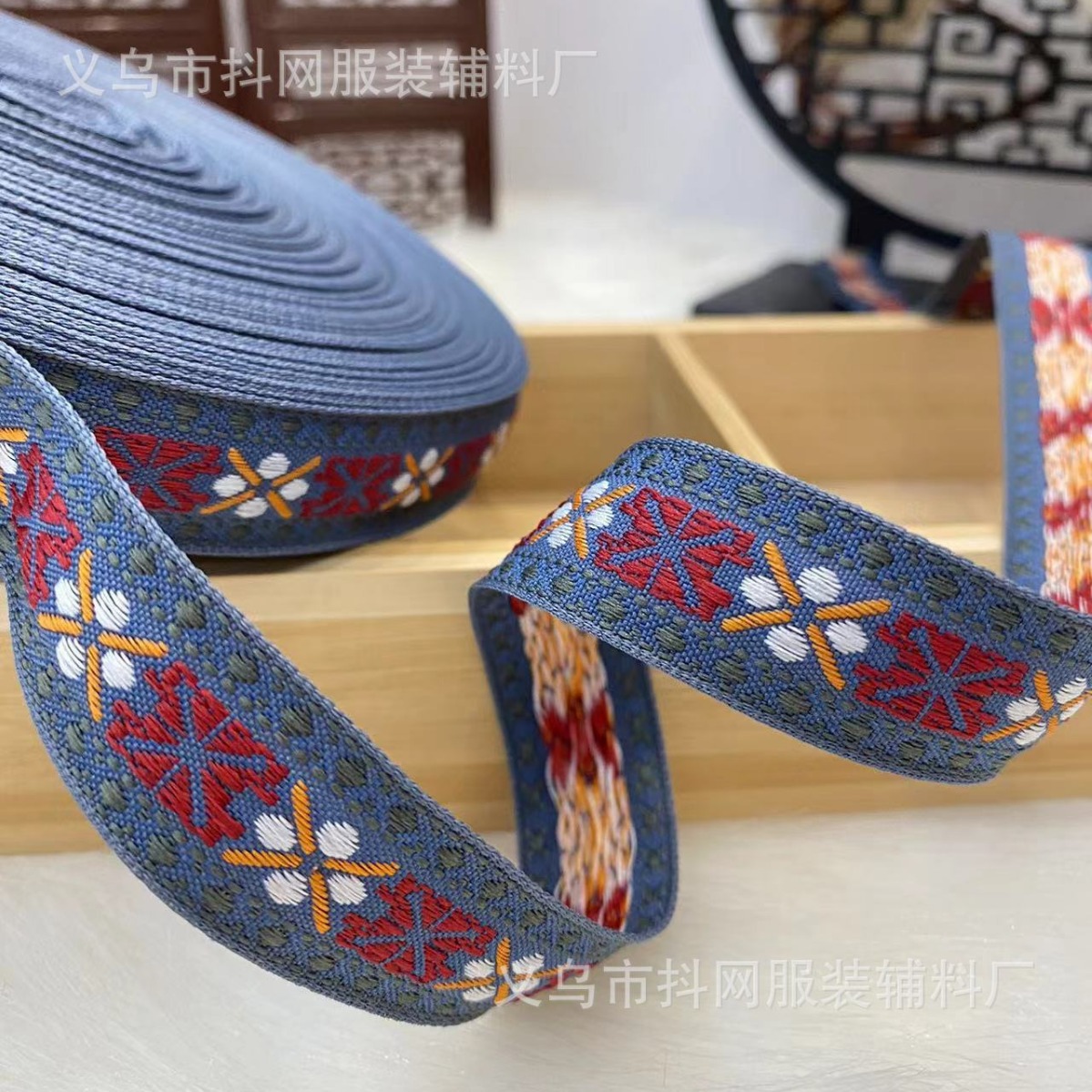 2.1- 2.5 cm handmade DIY bow webbing, ethnic minority style jacquard embroidery webbing, hair accessories and headwear Specification image