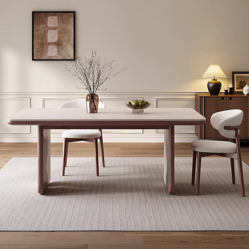 Star Factory wholesals cream wind tunnel stone rock plate dining table and chair sets, French retro solid wood dining tables, rectangular household dining tables Application Scenario