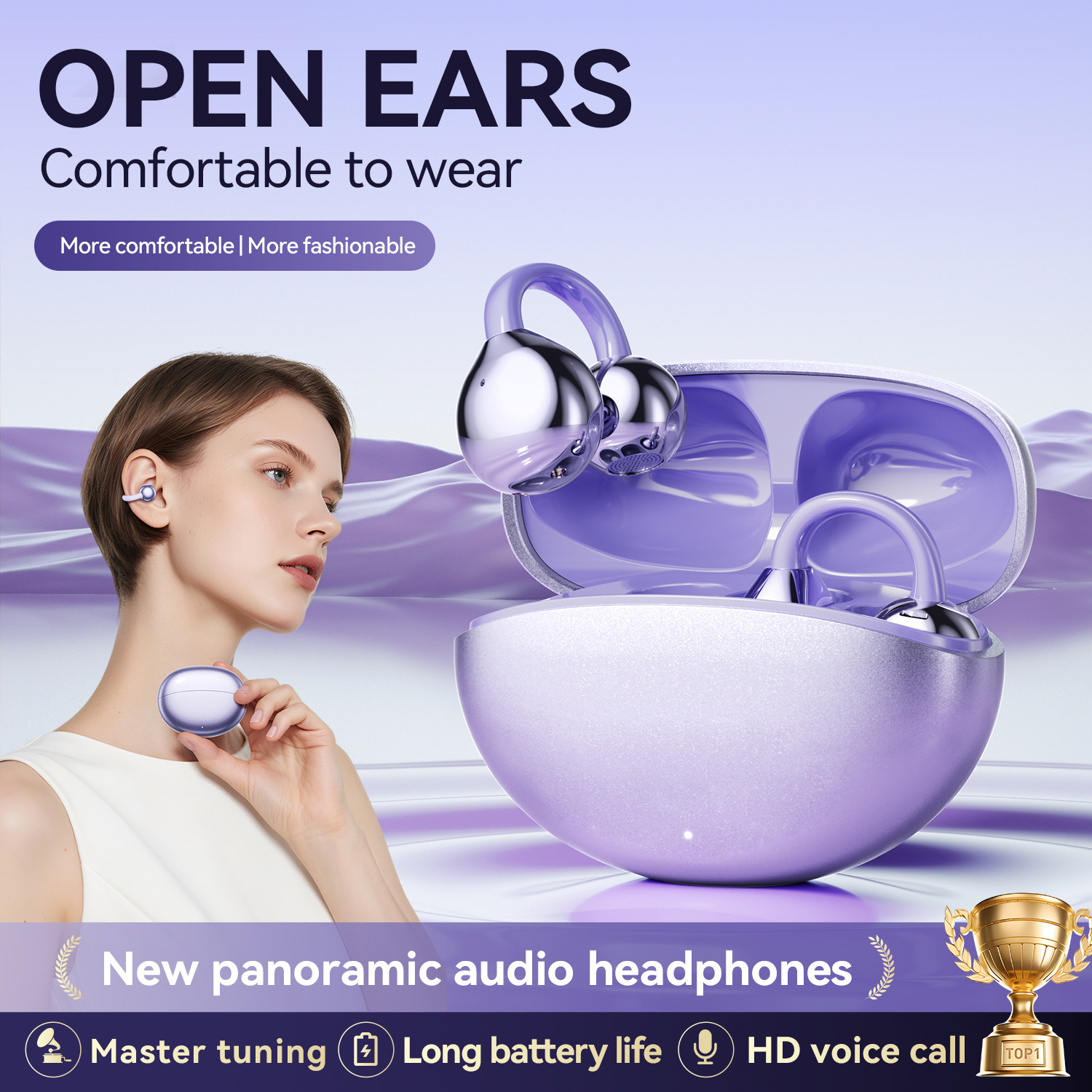 跨境爆款夹耳蓝牙耳机不入耳私模无线运动耳机长续航工厂批发6.0