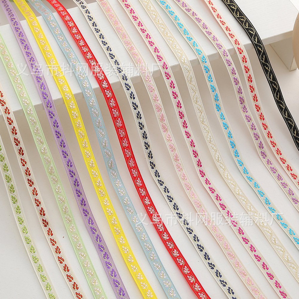 1.3cm handmade DIY bow, small leaf, jacquard embroidery, webbing, hair accessories, headwear, edge straps, direct supply from the manufacturer