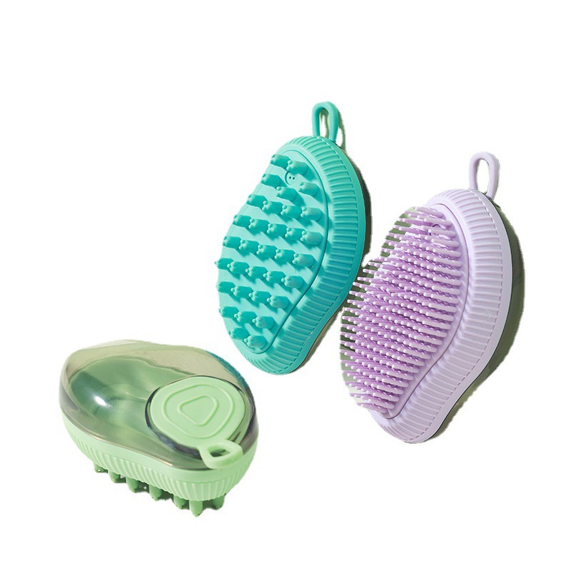 The new dog cleaning product, Mango Bath brush, can be filled with body wash and is a perfect massage and bath brush for cats and dogs Item Picture
