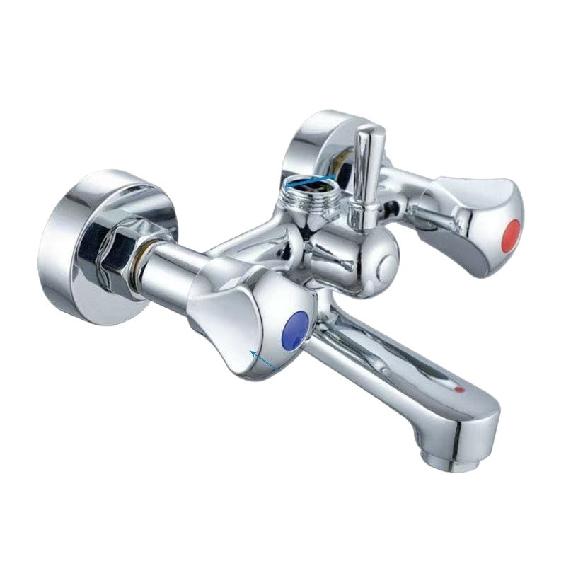 Export cross-border wall-mounted cold and hot water bathtub, shower, concealed three-in-one mixing valve, faucet and rotating shower head set Item Picture