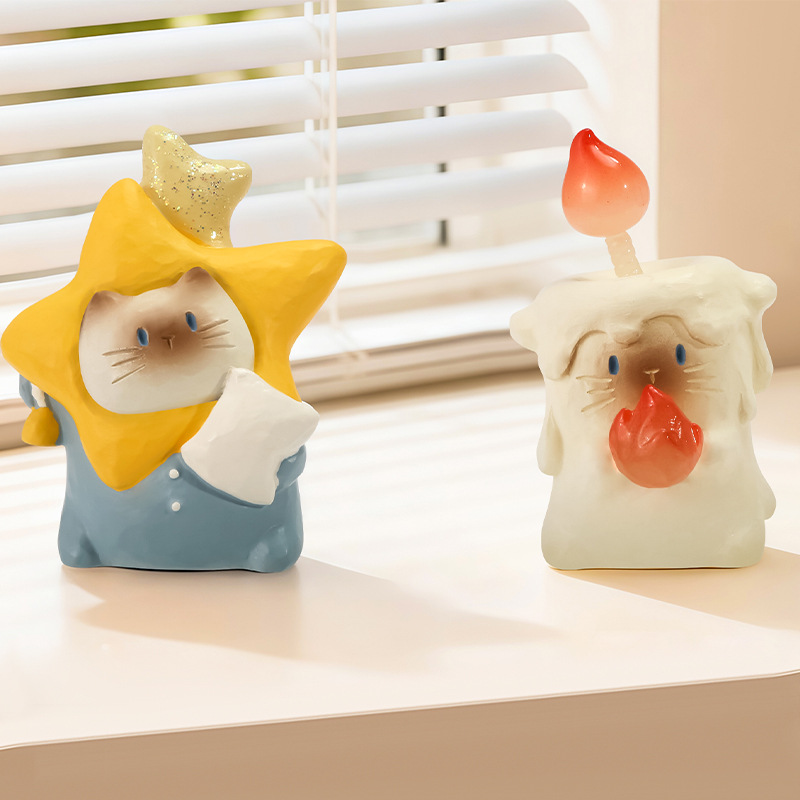 猫猫PAI一缕温暖盲盒卡通可爱桌面树脂摆件多款式搞怪摆件盲盒产品图