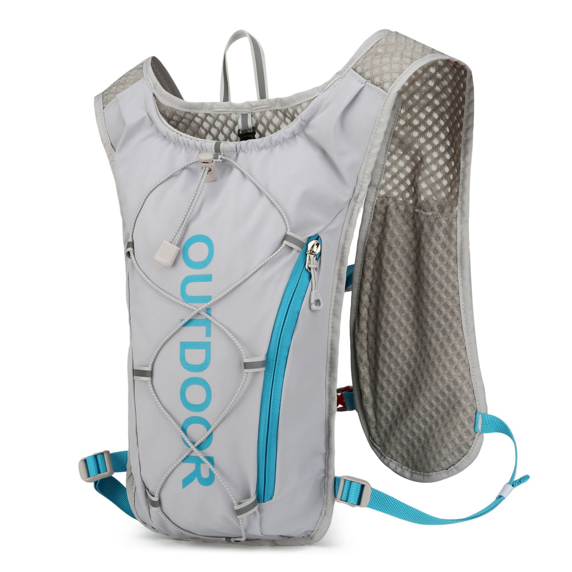 新款多功能尼龙跑步背包 安全反光运动背包水袋背包 骑行包细节图