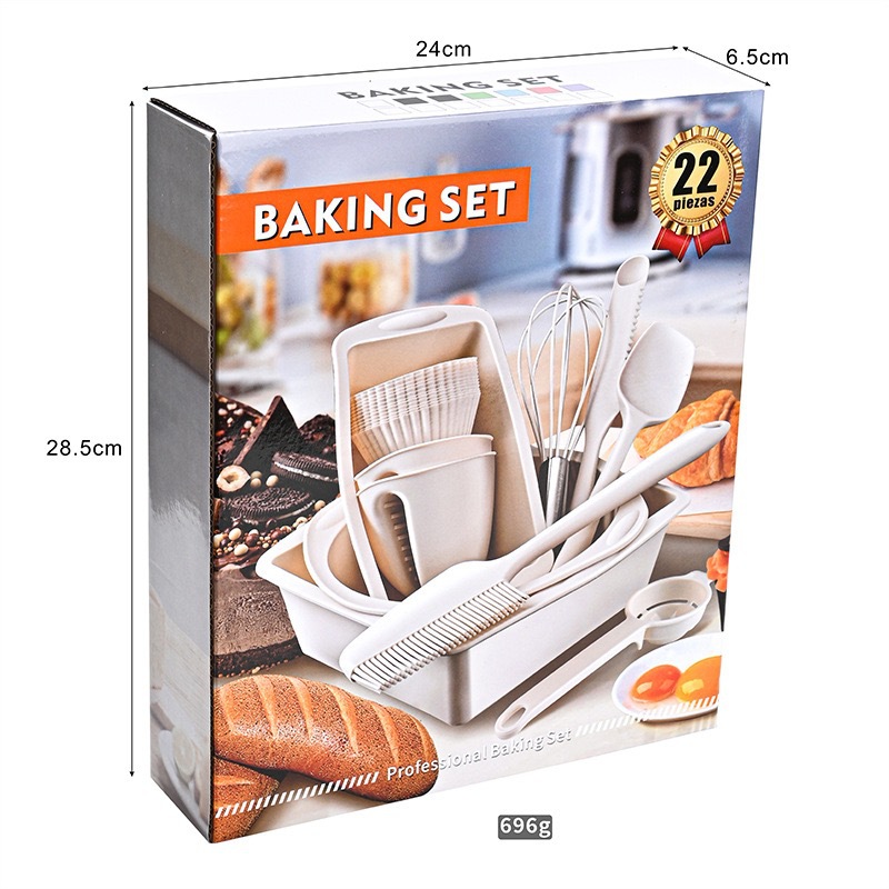 Accesorios de bebé molde molde de silicona cross border cake set 22 piezas juego de hornear copa muffin plato de tostadas raspador cepillo de aceite batidor baby care Specification image