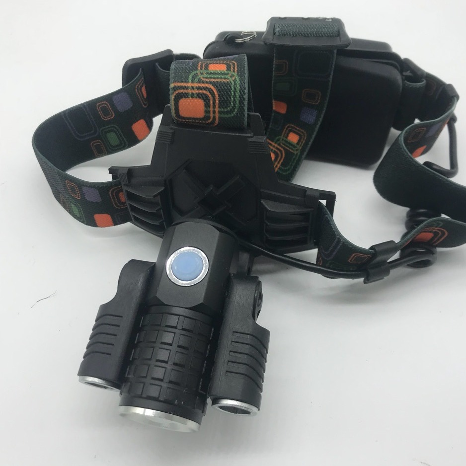 Cross-border new 3led strong bald light t6 focusing outdoor night fishing light usb charging head-mounted night exploration