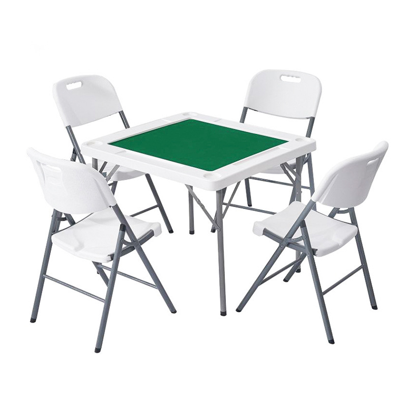 Plastic folding mahjong table, blow-molded square table, no installation of mahjong stand, can be made by hand, simple household small chess and card table details Picture