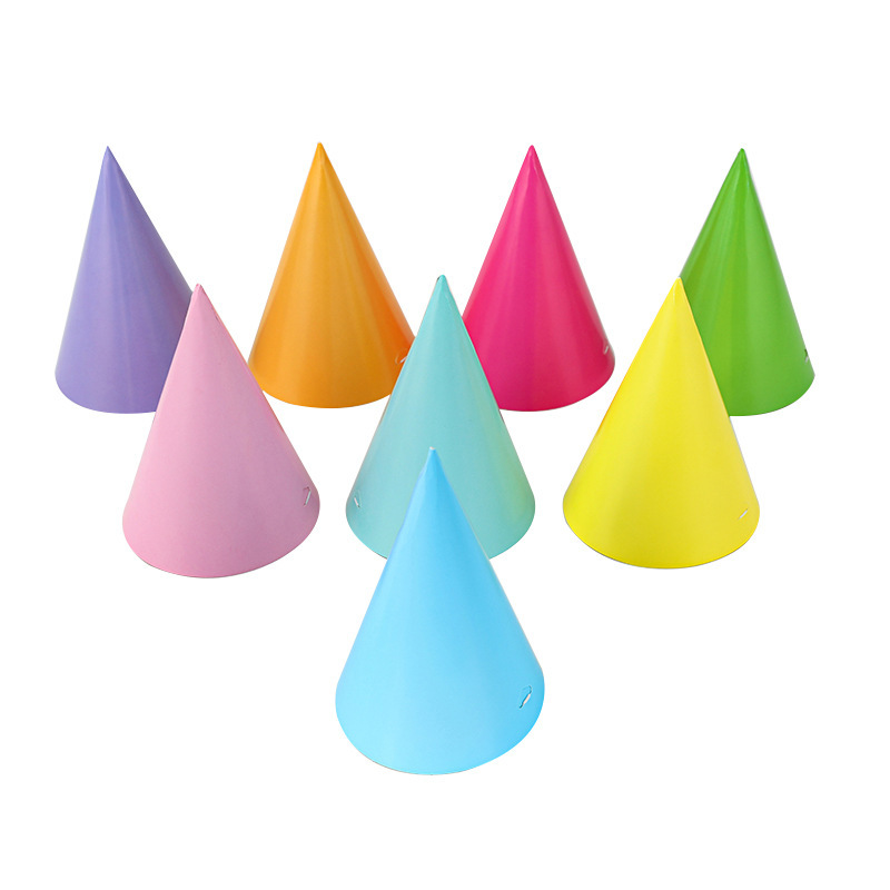 Korean-style children's birthday hats, single-color festival party outfits, conical hats, solid-color triangular hats, DIY birthday hats Item Picture