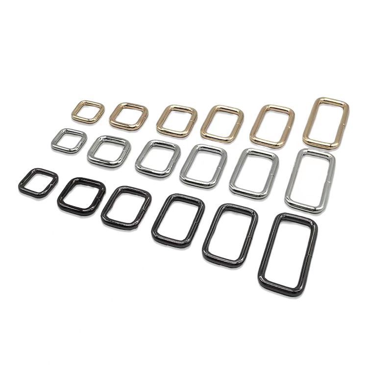 3.8 diy thick iron wire square buckle, electroplated metal adjustment ring buckle, leather bag strap, woven strap, sewn rectangular iron square buckle Item Picture