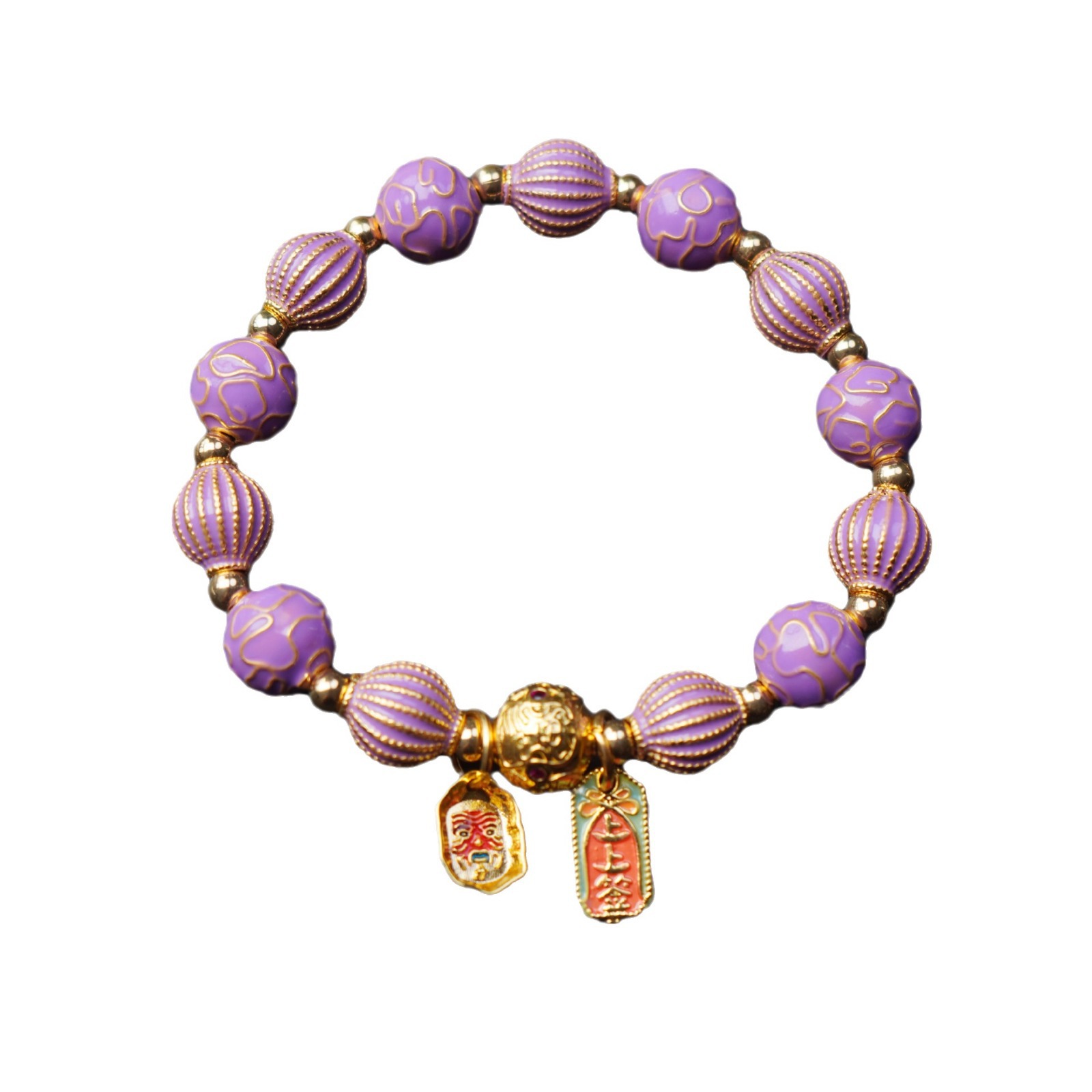 New Cloisonne cloisonne beaded bracelet, alloy striped ceramic vintage women's bracelet, cultural and artistic accessories Item Picture