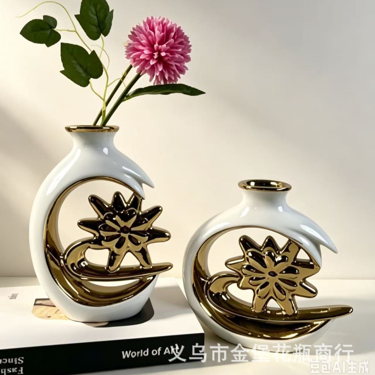 Modern electroplated ceramic flower arrangements, creative irregular-shaped flower vases, live-streaming room home decoration items supply Application Scenario