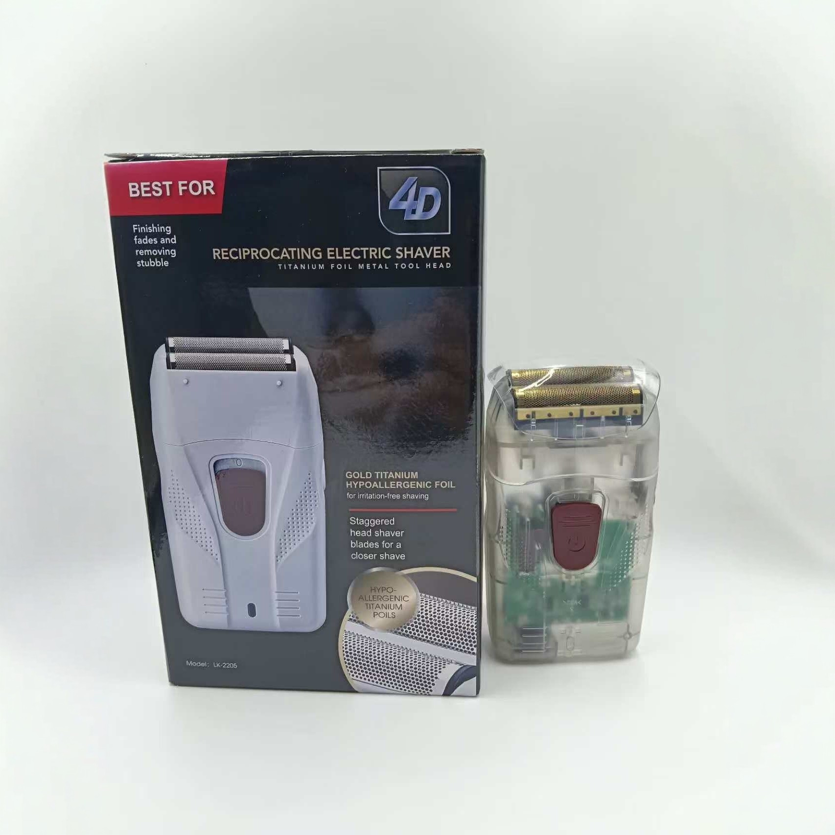 透明机身往复式电动剃须刀 4D浮动刀头 光头推白器 男士便携充电