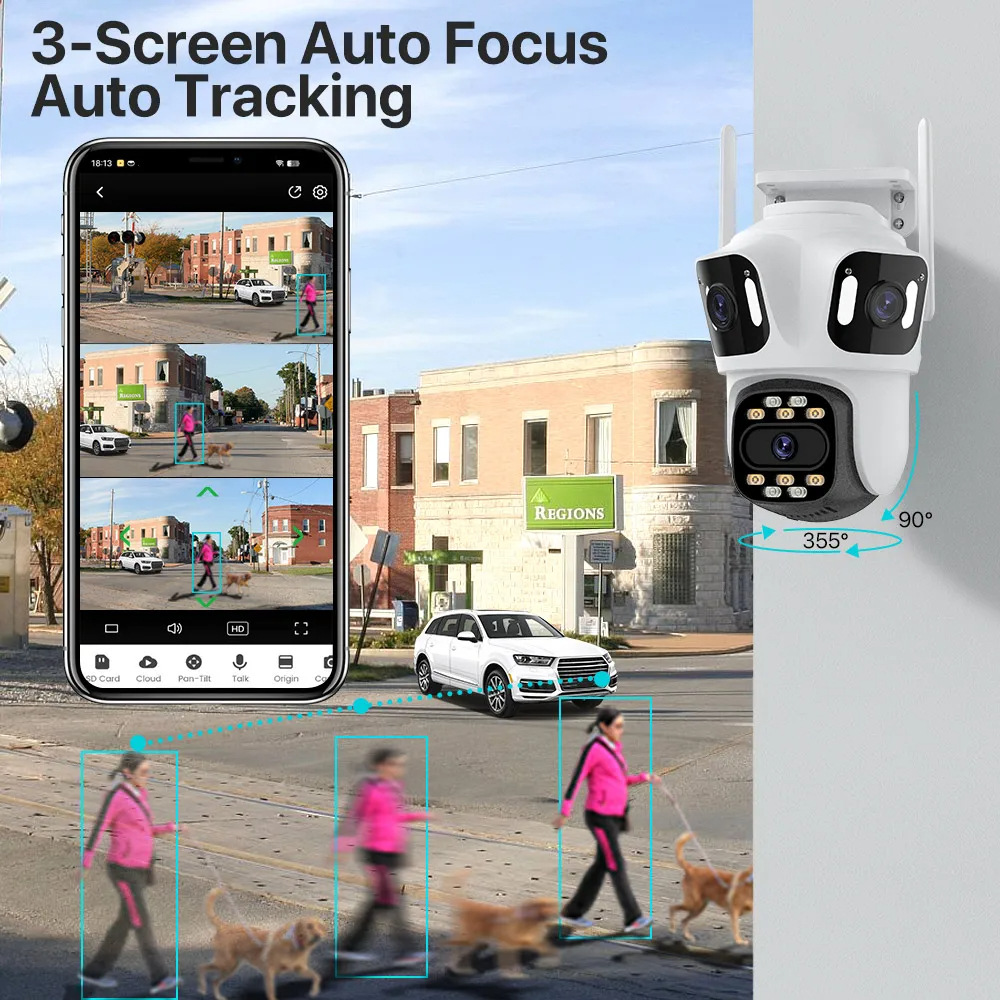 icsee three-screen 9MP camera high-definition night vision outdoor wireless wifi remote monitoring camera ipcam Application Scenario
