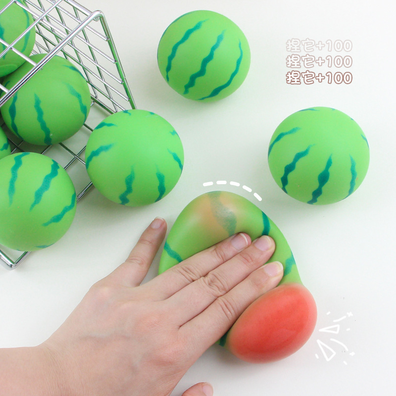 夏日热销软胶变色西瓜发泄新奇特红色夹心水果儿童玩具细节图