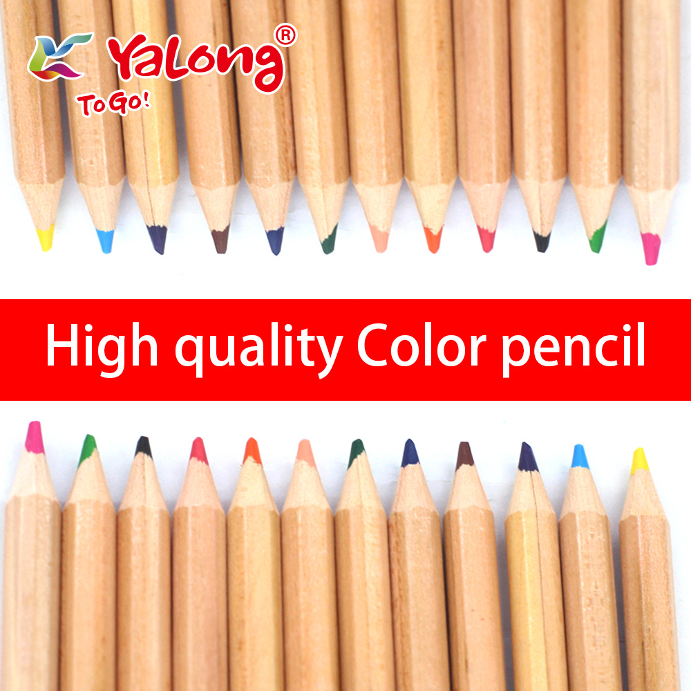 Yalong Solid Wood Colored Pencils, natural wood hexagonal large set design, colored pencils, children's drawing lead details Picture