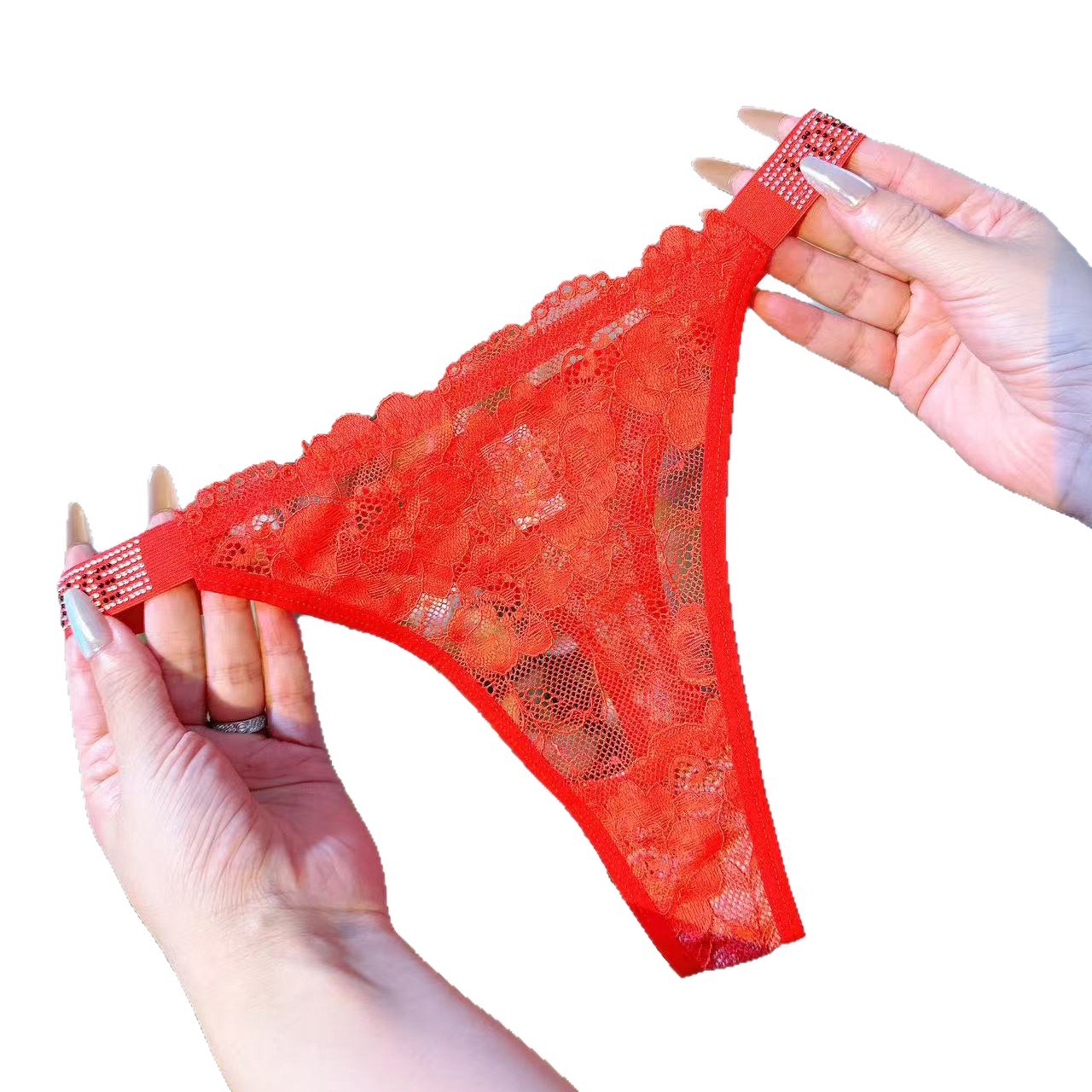 New pure patterned sexy underpants for women: low waist, high elasticity, breathable, comfortable, antibacterial, pure cotton base lace underpants for women Item Picture