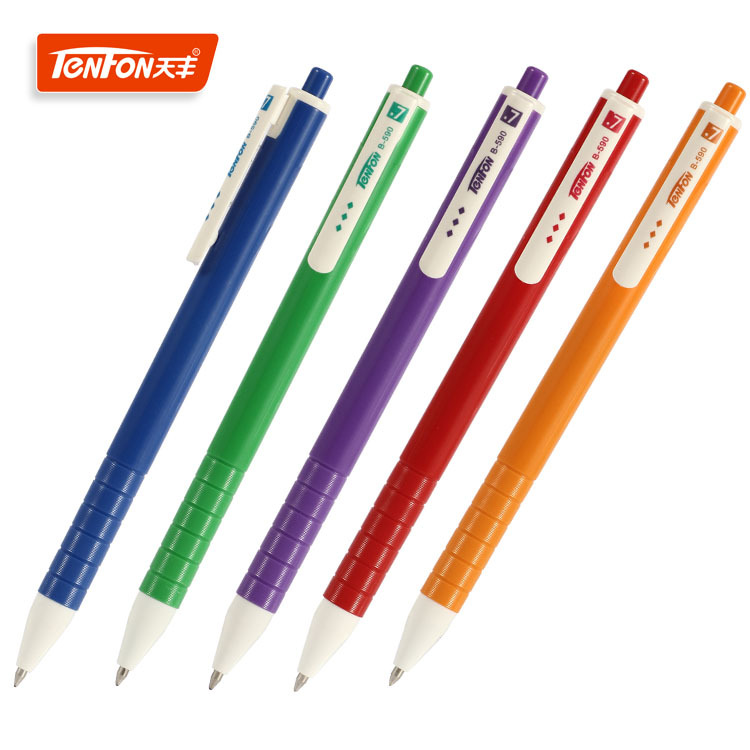 Tianfeng Foreign Trade Unsheathed Ballpoint Pen 590 Press plastic Ballpoint pen Advertising LOGO Ballpoint pen full figure