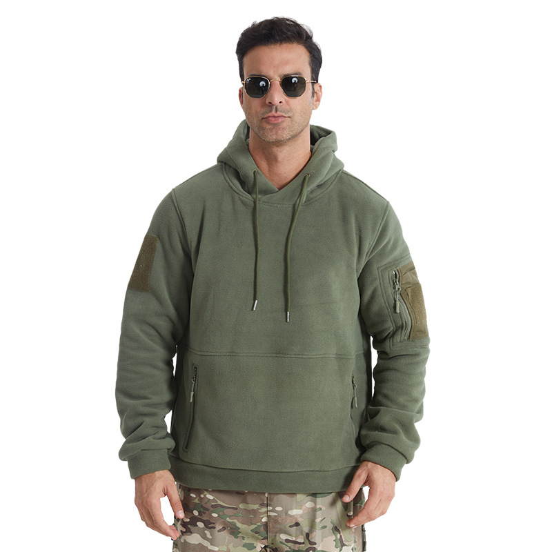 Yitu Winter Men's thick fleece warm hooded Sweatshirt, Arctic fleece outdoor tactical sports camouflage hooded sweatshirt Item Picture