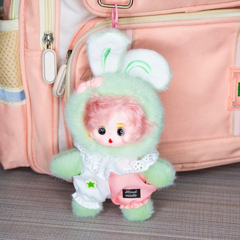 Cartoon rubber face, little peachy plush pendant doll, cute car keychain pendant, doll backpack doll Specification image