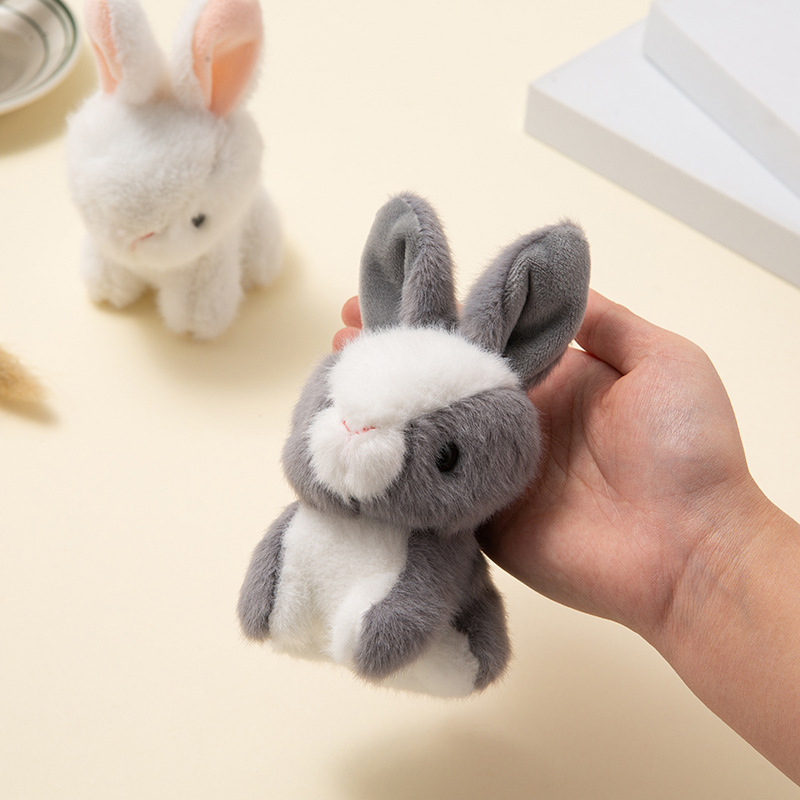 Cute cartoon simulation sitting rabbit plush toy, silly and adorable little rabbit bag pendant, keychain, doll pendant Application Scenario