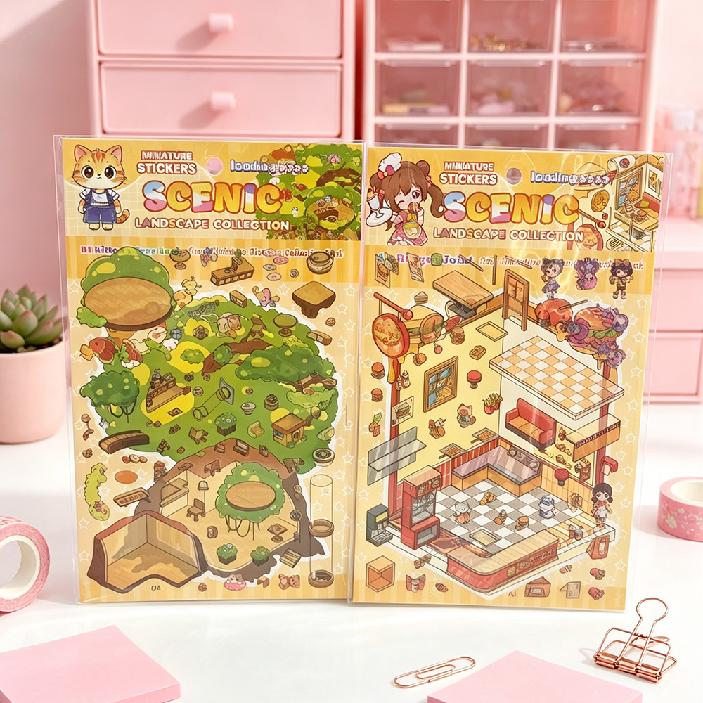 New 3D miniature scene stickers, children's handmade landscape stickers, creative planner stickers, stress-relieving stickers (English version) Specification image