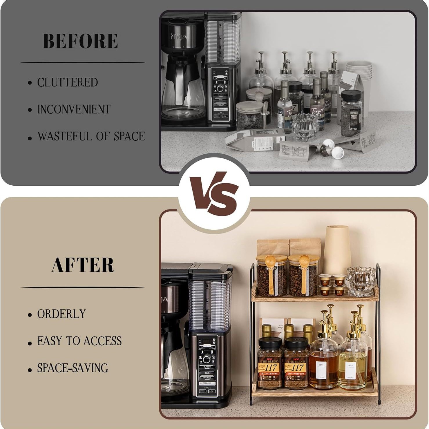 亚马逊咖啡胶囊收纳架展示架调料瓶收纳置物架双层桌面收纳架细节图