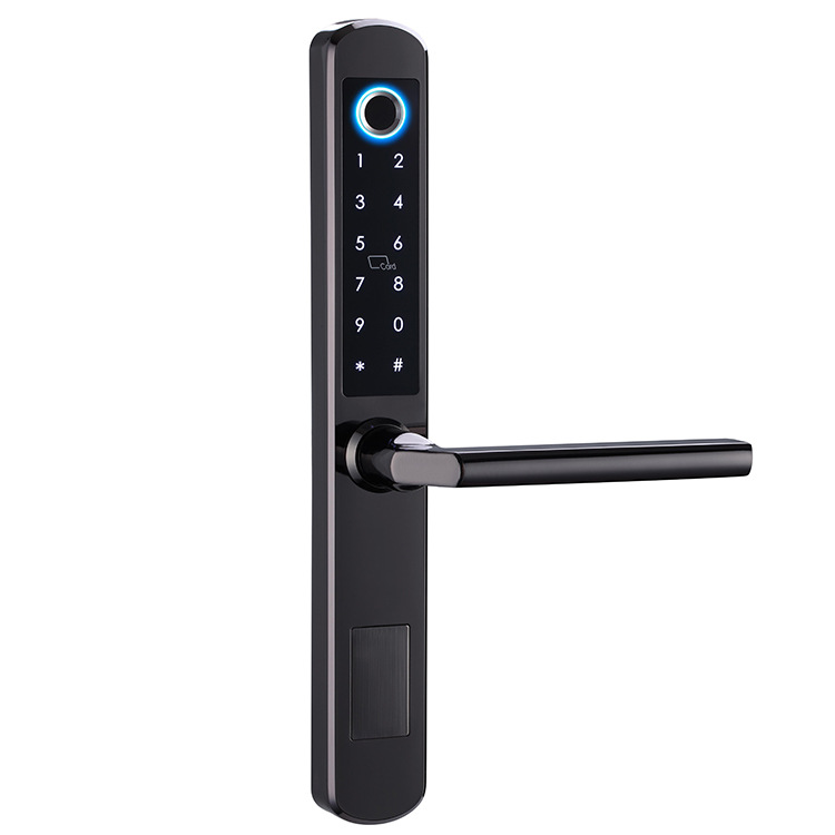 Bluetooth broken bridge aluminum fingerprint lock sliding sliding narrow-side door aluminum alloy smart card swiping password fingerprint lock Item Picture