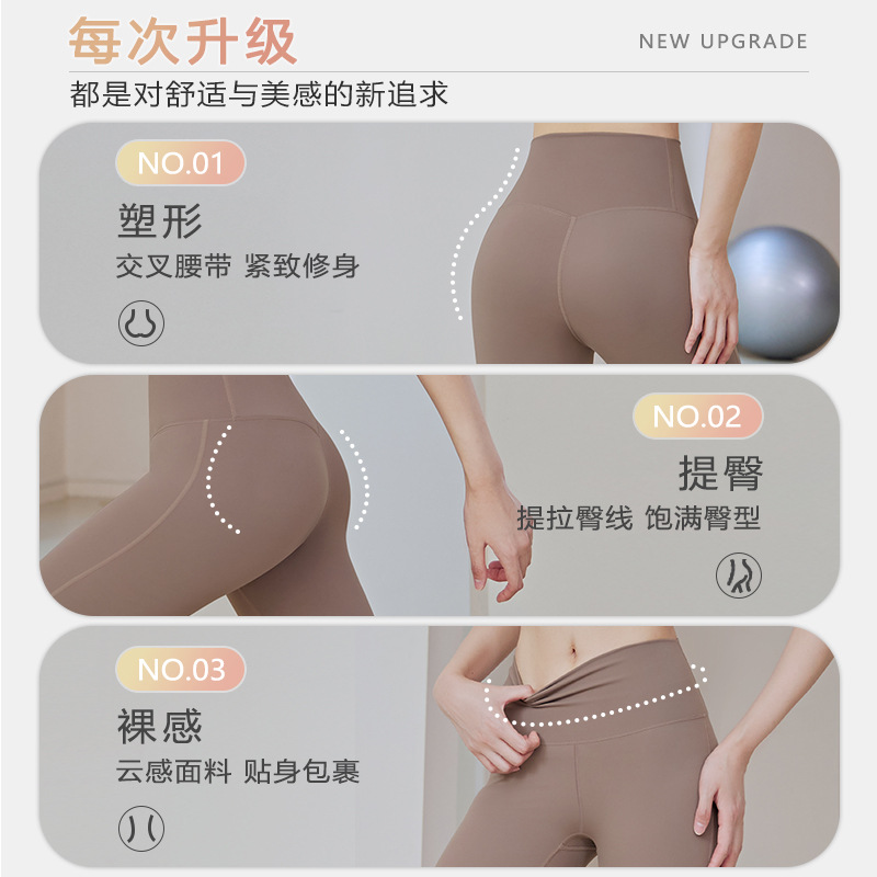 Juyitang peach pants, high-waisted women's hip-lifting fitness pants, nude tummy slimming yoga wear, yoga pants, long pants Specification image