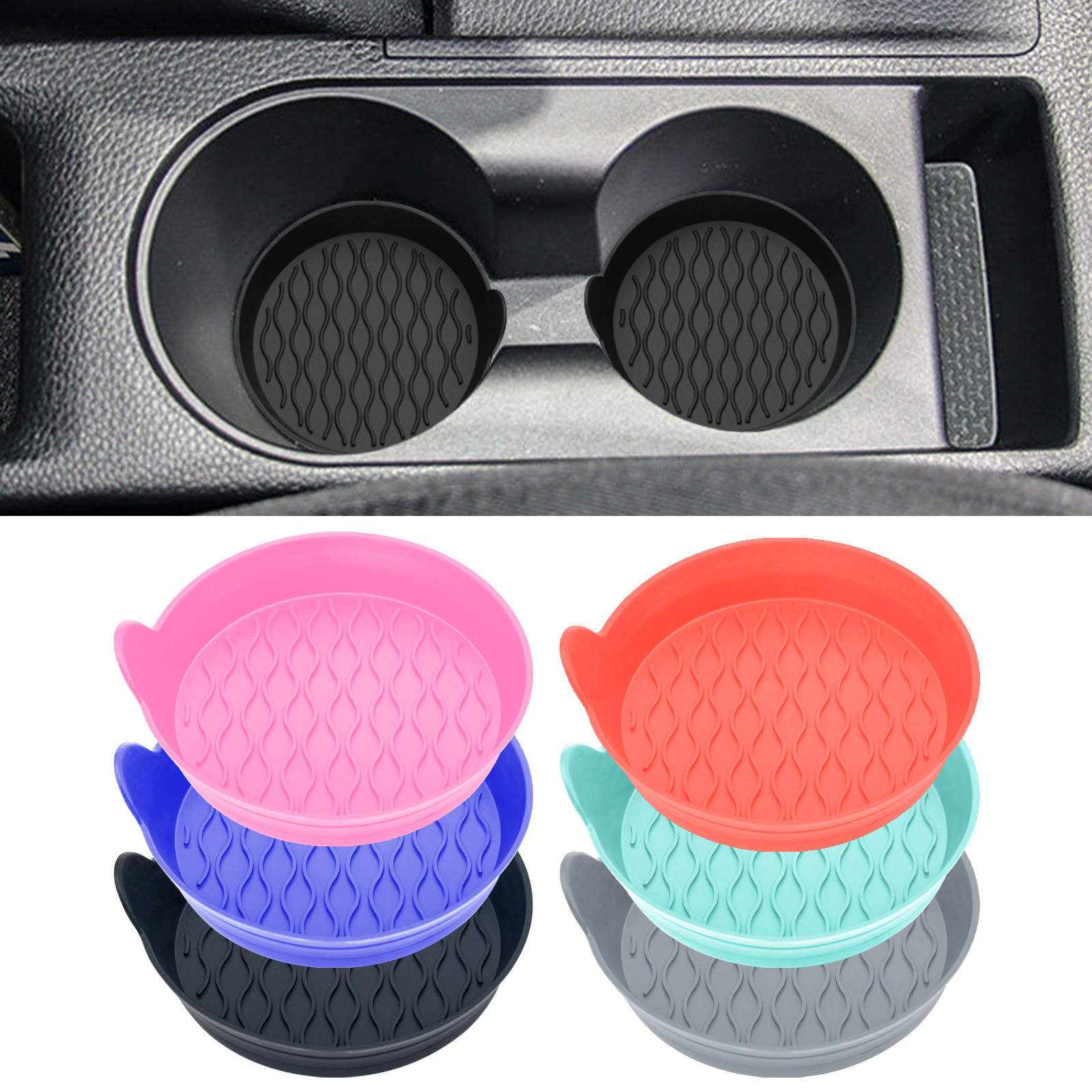 Cross-border best-selling car silicone coasters, car water coasters, round anti-slip MATS, and creative car interior items MATS Specification drawing