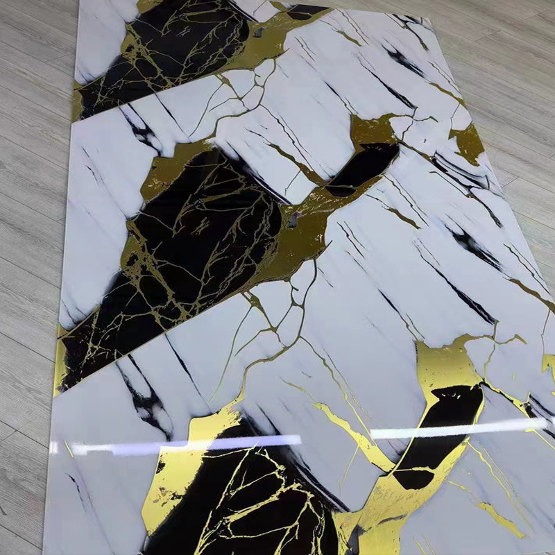 UV board imitation marble wall panel, paint-free board, waterproof and flame-retardant light luxury TV background decorative board, stone plastic UV board Specification image