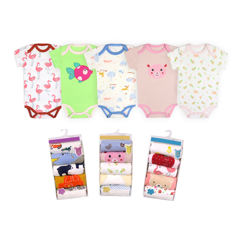Source factory cross-border wholesale of children's clothing, short-sleeved baby clothes, boys' and girls' baby clothes, cotton bottom coverings details Picture