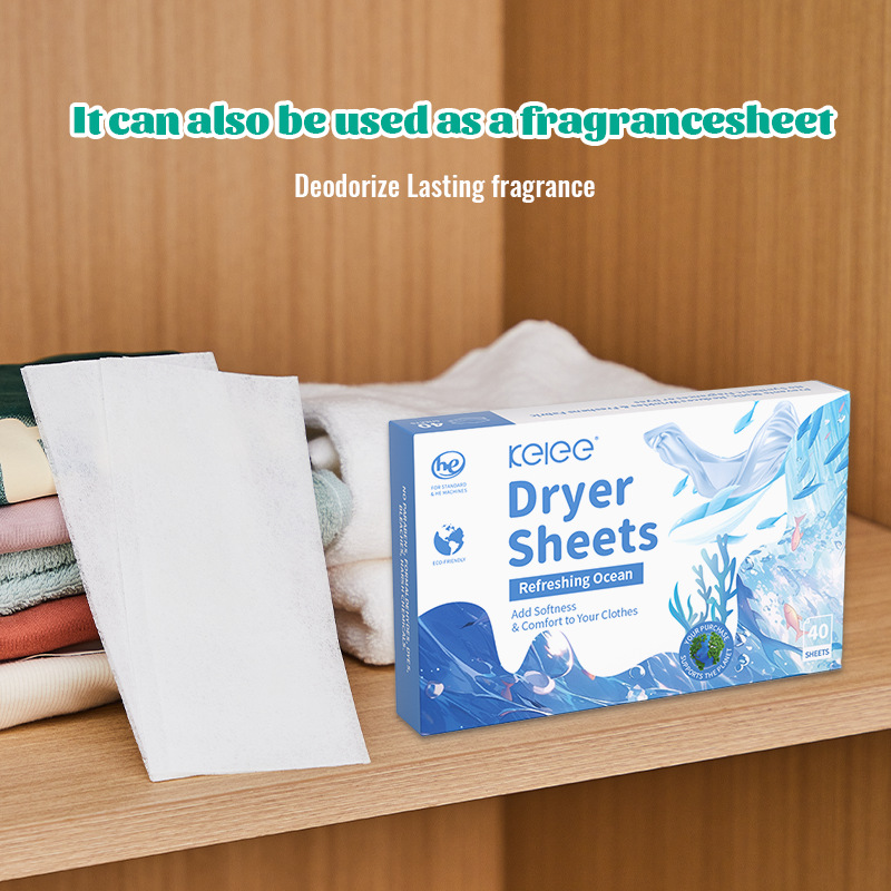 Kolee Dryer Sheets Refreshing Ocean 柔顺片洗衣柔顺剂穿戴甲包装盒展示