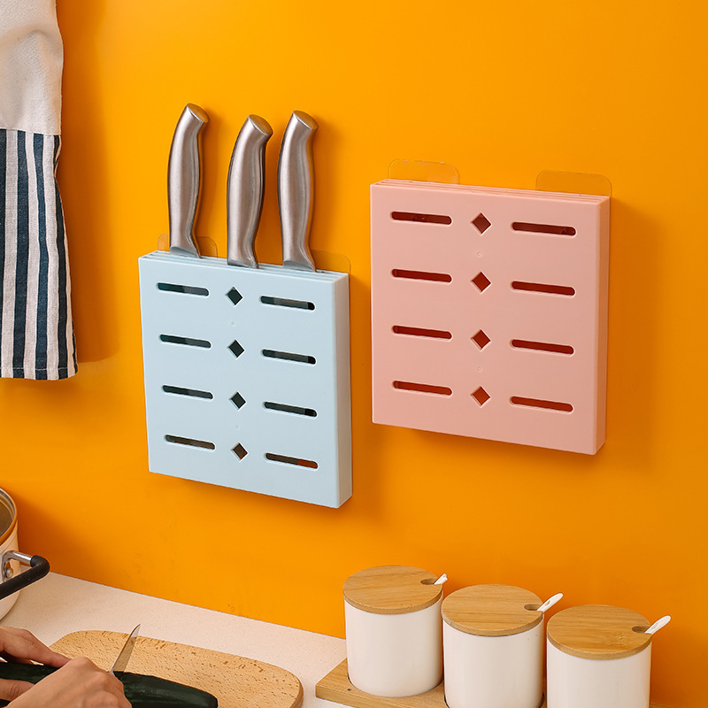 Plastic products wall-mounted fruit knife storage box, storage rack, knife rack, household perforating knife holder, kitchen knife rack, kitchen shelf details Picture